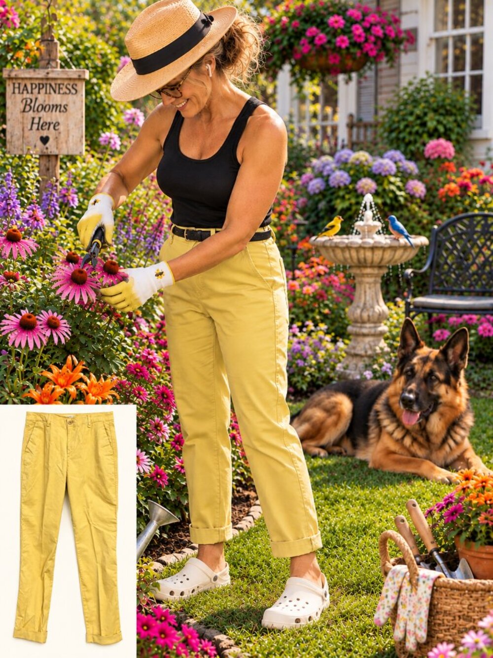GAP Girlfriend Khaki Pants Women’s 10 Sunny Yellow Cuffed Cropped Chinos